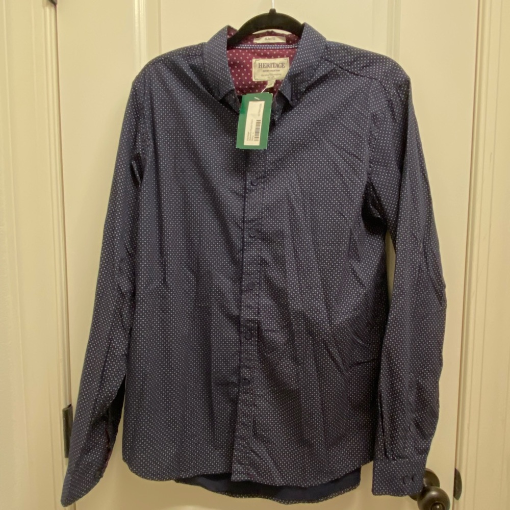 NWT - Men’s Heritage Malvern Poplin Shirt Navy - L